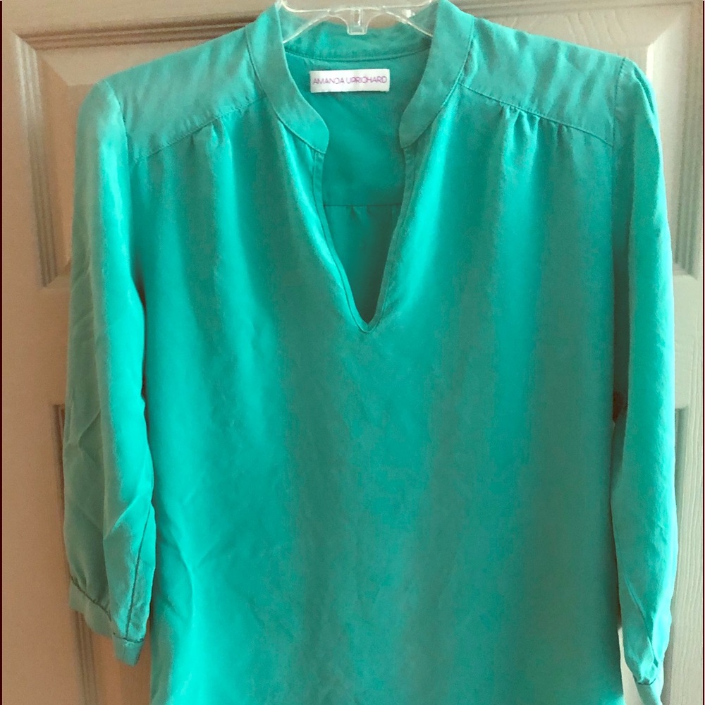 AMANDA UPRICHARD  Silk Blouse Top Green Size Small